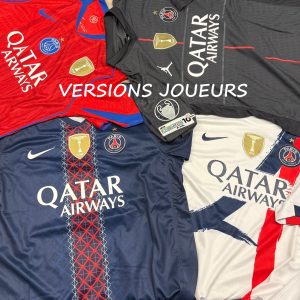 PACK 4 MAILLOTS PSG 25/26 CONFIGURATION FULL EUROPE (ETOILE,PATCH INTERC,PATCHS VAINQUEUR LDC) VERSION JOUEURS